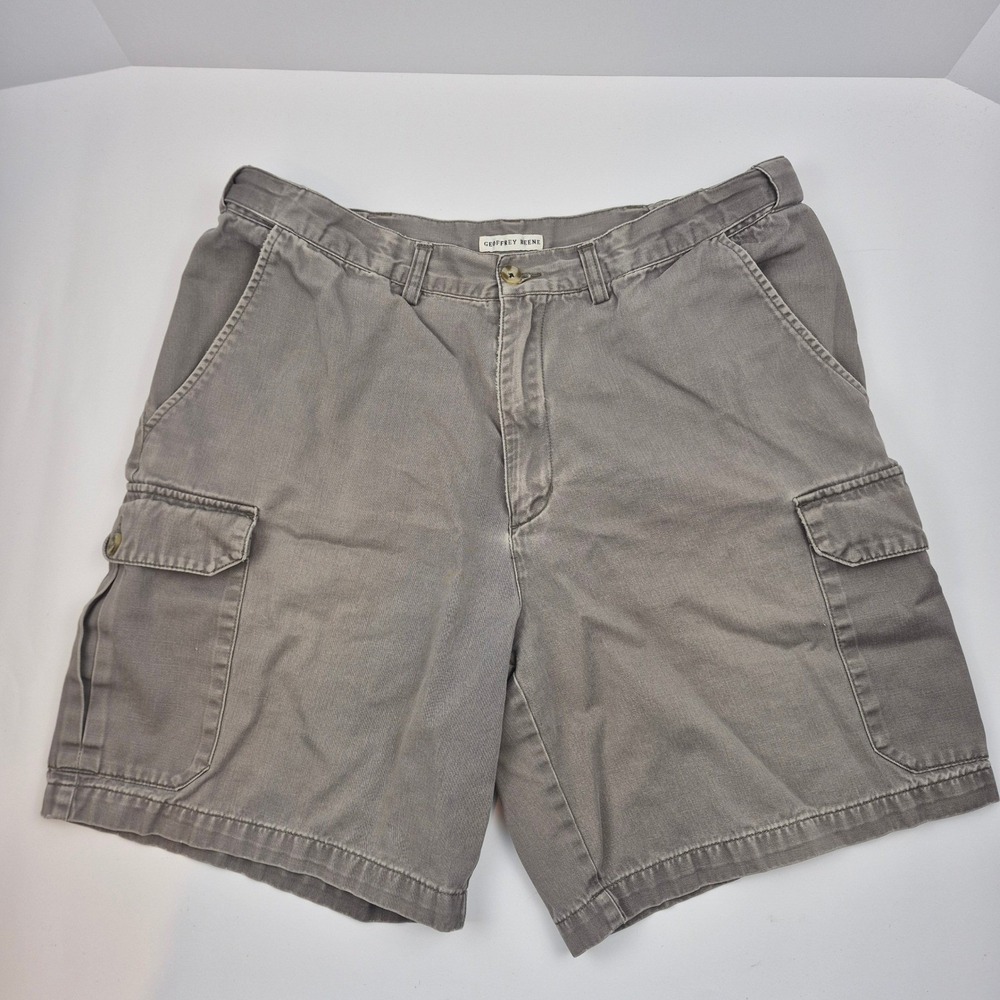 Geoffrey Beene Mens Cargo Shorts Size 34 Gray Casual Outdoor Hiking 100% Cotton